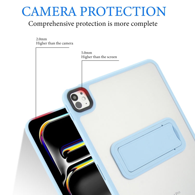 For iPad Air 5 / 4 10.9 inch Skin Feel Holder PC Hybrid TPU Tablet Case(Light Blue)