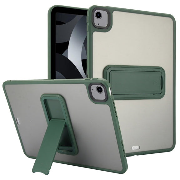 For iPad Air 5 / 4 10.9 inch Skin Feel Holder PC Hybrid TPU Tablet Case(Dark Green)