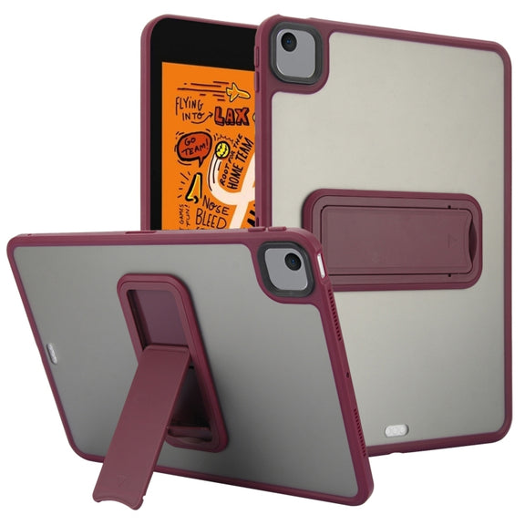 For iPad mini 5 / 4 7.9 inch Skin Feel Holder PC Hybrid TPU Tablet Case(Wine Red)
