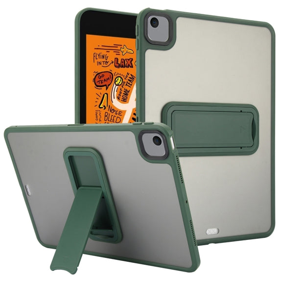 For iPad mini 5 / 4 7.9 inch Skin Feel Holder PC Hybrid TPU Tablet Case(Dark Green)
