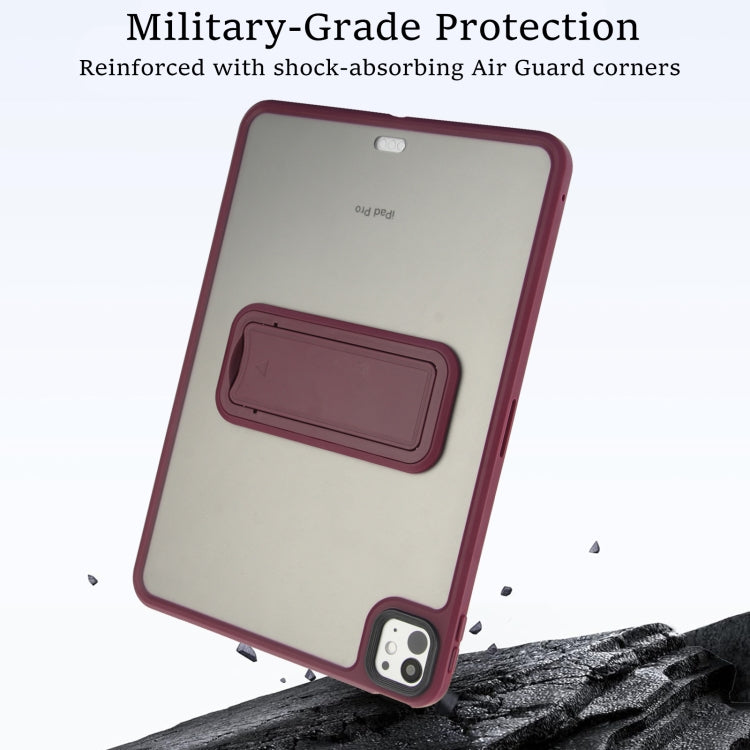 For iPad Pro 11 2018 Skin Feel Holder PC Hybrid TPU Tablet Case(Wine Red)
