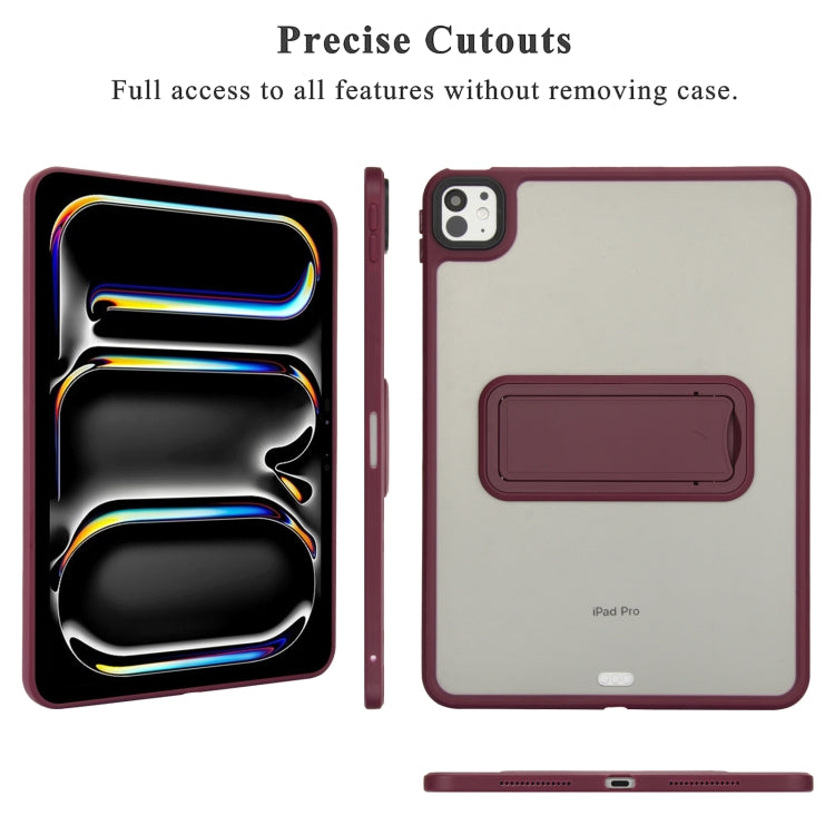 For iPad Pro 11 2024 Skin Feel Holder PC Hybrid TPU Tablet Case(Wine Red)