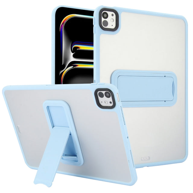 For iPad Pro 11 2024 Skin Feel Holder PC Hybrid TPU Tablet Case(Light Blue)