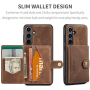 For Samsung Galaxy S24 FE 5G JEEHOOD J01 Retro Magnetic Detachable Wallet Phone Case(Brown)