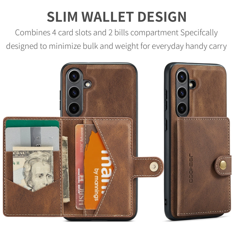 For Samsung Galaxy S24 FE 5G JEEHOOD J01 Retro Magnetic Detachable Wallet Phone Case(Brown)