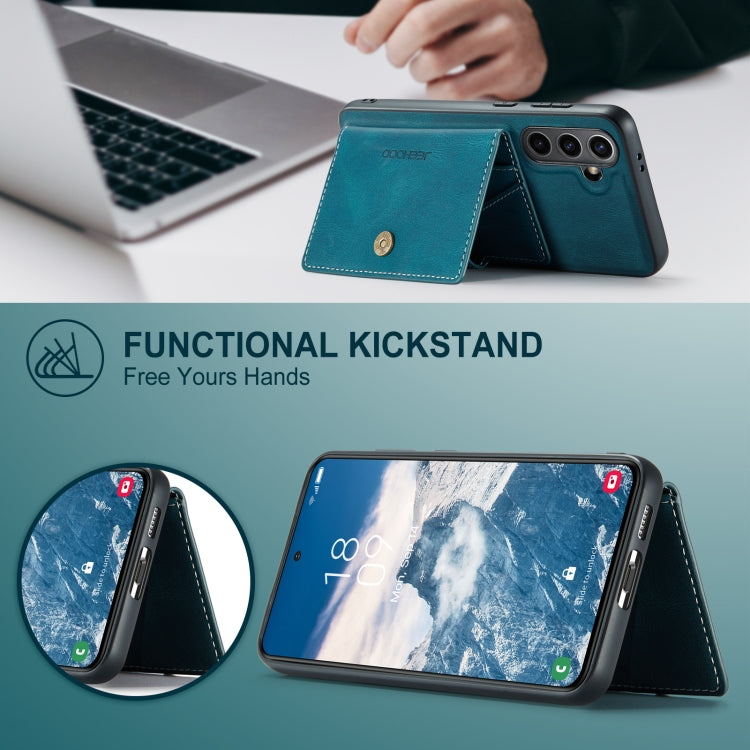For Samsung Galaxy S24 FE 5G JEEHOOD J01 Retro Magnetic Detachable Wallet Phone Case(Blue)