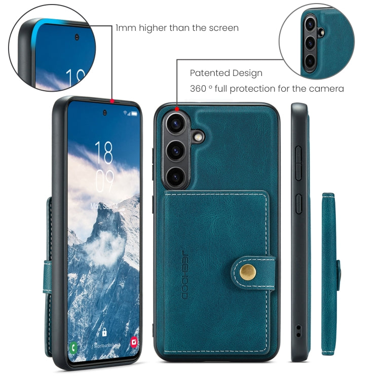 For Samsung Galaxy S24 FE 5G JEEHOOD J01 Retro Magnetic Detachable Wallet Phone Case(Blue)