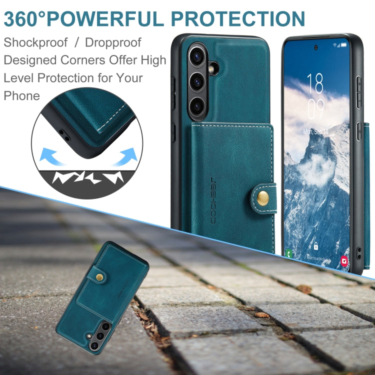 For Samsung Galaxy S24 FE 5G JEEHOOD J01 Retro Magnetic Detachable Wallet Phone Case(Blue)