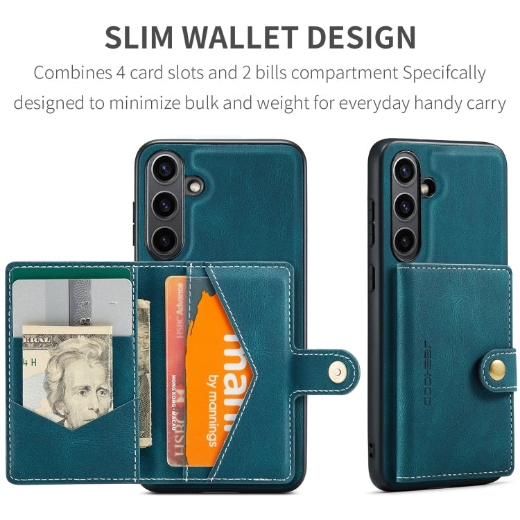 For Samsung Galaxy S24 FE 5G JEEHOOD J01 Retro Magnetic Detachable Wallet Phone Case(Blue)