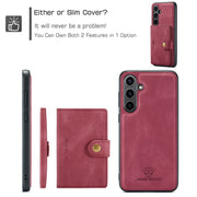 For Samsung Galaxy S24 FE 5G JEEHOOD J01 Retro Magnetic Detachable Wallet Phone Case(Red)