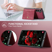 For Samsung Galaxy S24 FE 5G JEEHOOD J01 Retro Magnetic Detachable Wallet Phone Case(Red)