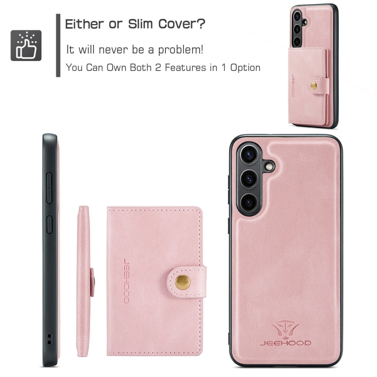 For Samsung Galaxy S24 FE 5G JEEHOOD J01 Retro Magnetic Detachable Wallet Phone Case(Pink)