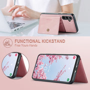 For Samsung Galaxy S24 FE 5G JEEHOOD J01 Retro Magnetic Detachable Wallet Phone Case(Pink)