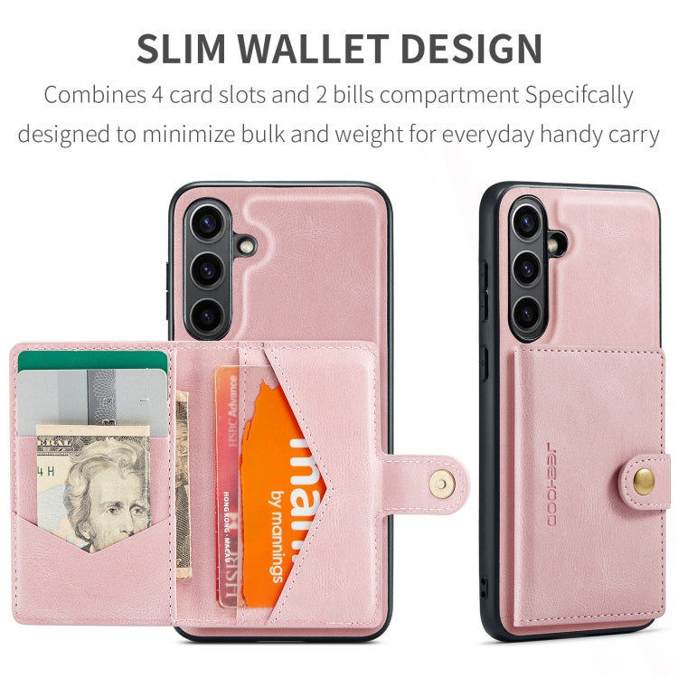 For Samsung Galaxy S24 FE 5G JEEHOOD J01 Retro Magnetic Detachable Wallet Phone Case(Pink)