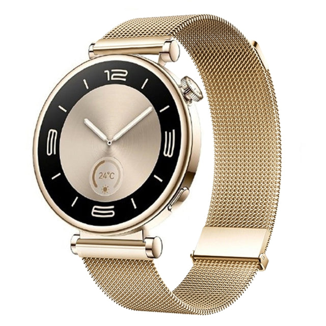For Huawei Watch GT5 41mm Daul-section Magnetic Milan Steel Mesh Watch Band(Rose Gold)