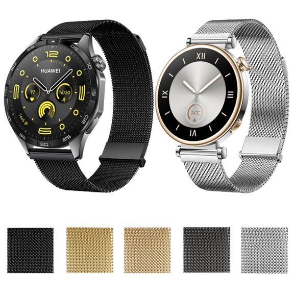For Huawei Watch GT5 46mm Daul-section Magnetic Milan Steel Mesh Watch Band(Gold)