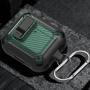 For AirPods 4 Bumblebee Carbon Fiber Shockproof Protective Case with Switch(White)
