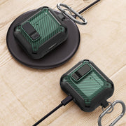 For AirPods 4 Bumblebee Carbon Fiber Shockproof Protective Case with Switch(White)