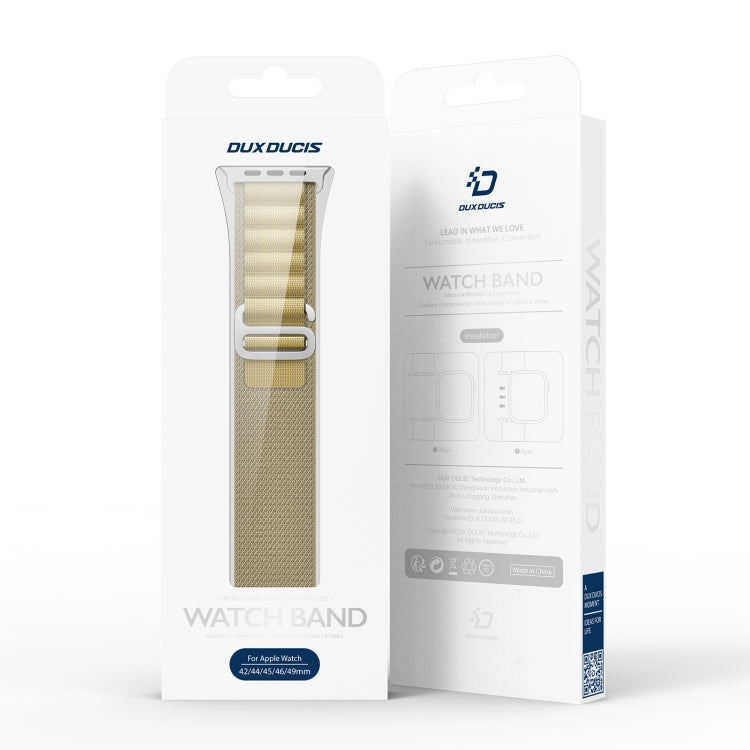 For Apple Watch 42mm / 41mm / 40mm / 38mm DUX DUCIS GS Series Nylon Loop Watch Band(Tan) - Watch Bands by DUX DUCIS | Online Shopping South Africa | PMC TechLife | Buy Now Pay Later Mobicred