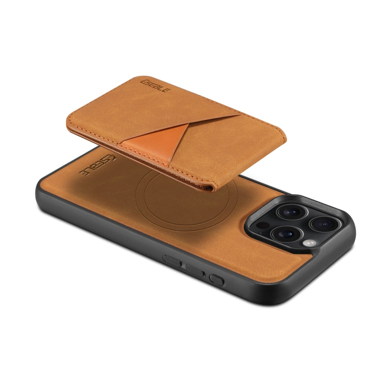 For iPhone 16 Plus ESEBLE E2 Retro Texture Card Slots MagSafe RFID Leather Case(Yellow)