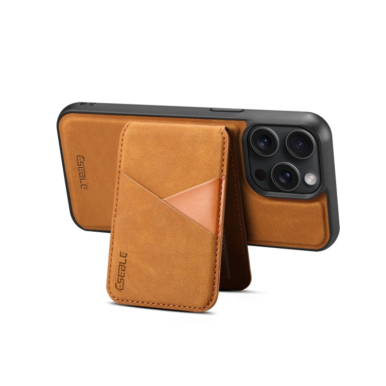 For iPhone 16 Plus ESEBLE E2 Retro Texture Card Slots MagSafe RFID Leather Case(Yellow)
