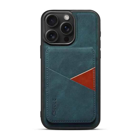 For iPhone 16 Pro ESEBLE E2 Retro Texture Card Slots MagSafe RFID Leather Case(Dark Green)