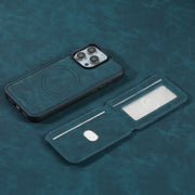 For iPhone 16 Pro ESEBLE E2 Retro Texture Card Slots MagSafe RFID Leather Case(Dark Green)