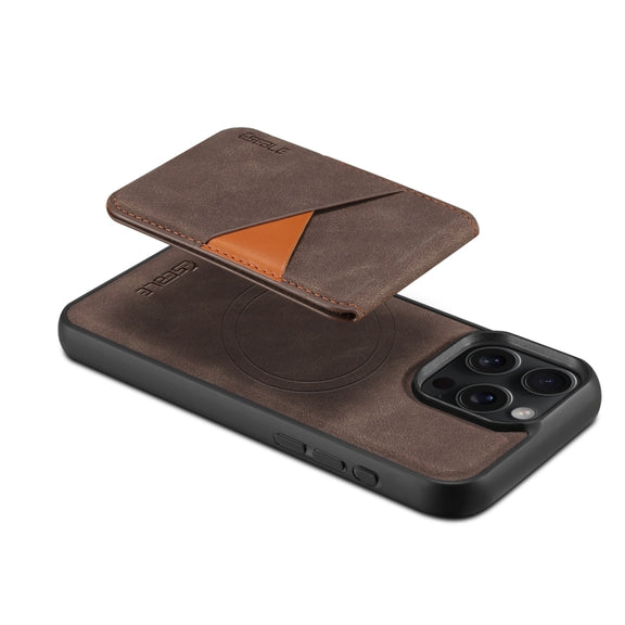 For iPhone 16 Pro Max ESEBLE E2 Retro Texture Card Slots MagSafe RFID Leather Case(Coffee)