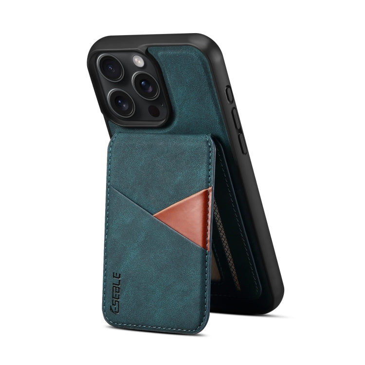 For iPhone 16 Pro Max ESEBLE E2 Retro Texture Card Slots MagSafe RFID Leather Case(Dark Green)