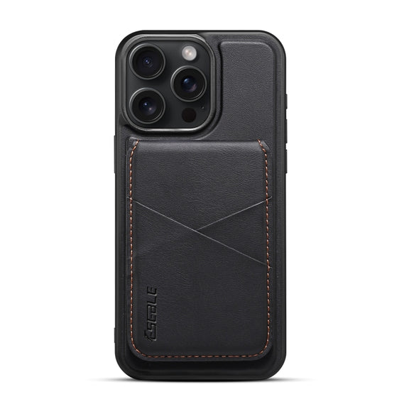 For iPhone 16 ESEBLE E3 Plain Texture Card Slots MagSafe RFID Leather Case(Black)