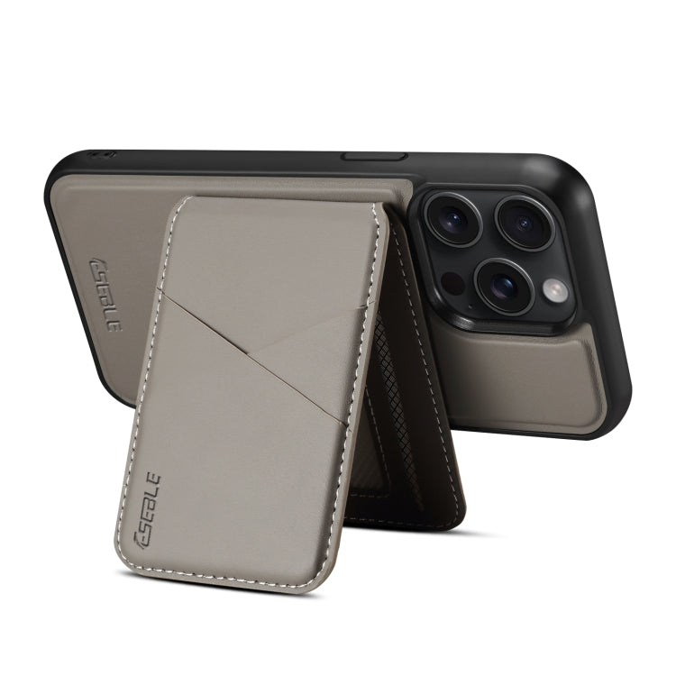 For iPhone 16 ESEBLE E3 Plain Texture Card Slots MagSafe RFID Leather Case(Grey)