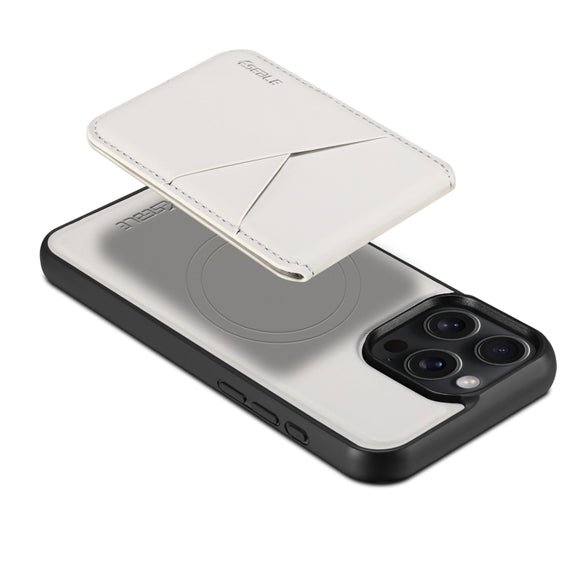 For iPhone 16 Plus ESEBLE E3 Plain Texture Card Slots MagSafe RFID Leather Case(Ivory)