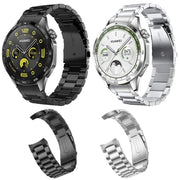 For Huawei Watch GT 5 46mm Curved Flat Buckle Three Beads Stainless Steel Watch Band(Silver)