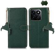 For Honor Play 60 Plus Genuine Leather Litchi Texture RFID Leather Phone Case(Green)