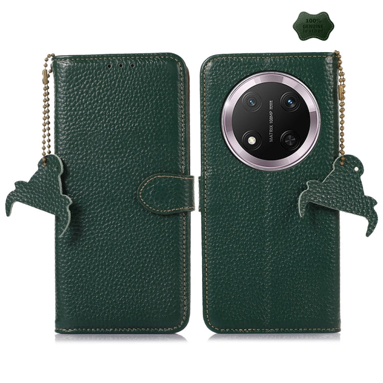For Honor X9c Genuine Leather Litchi Texture RFID Leather Phone Case(Green) - Honor Cases by PMC TechLife | Online Shopping South Africa | PMC TechLife | Buy Now Pay Later Mobicred