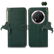 For Honor X9c Genuine Leather Litchi Texture RFID Leather Phone Case(Green)