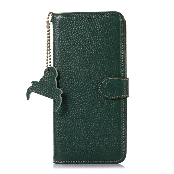 For Honor X9c Genuine Leather Litchi Texture RFID Leather Phone Case(Green)