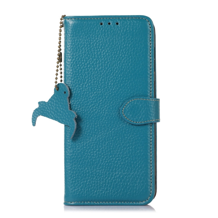 For Honor X9c Genuine Leather Litchi Texture RFID Leather Phone Case(Blue)