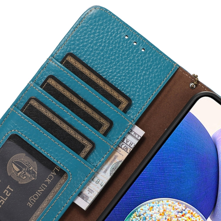 For Honor X9c Genuine Leather Litchi Texture RFID Leather Phone Case(Blue)