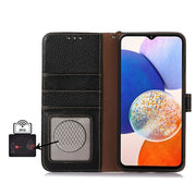 For Honor X9c Genuine Leather Litchi Texture RFID Leather Phone Case(Black)