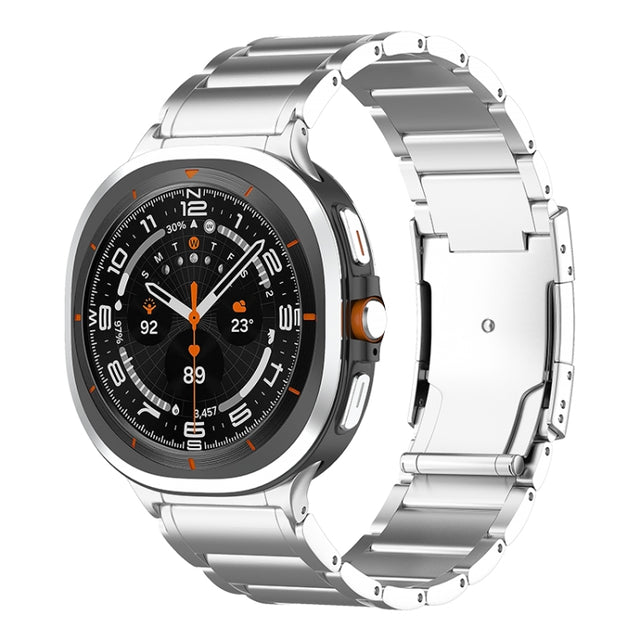 For Samsung Galaxy Watch Ultra 47mm Three Beads Tortoise Buckle Titanium Steel Watch Band(Silver)