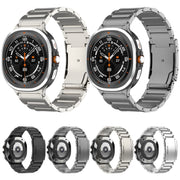 For Samsung Galaxy Watch Ultra 47mm Three Beads Tortoise Buckle Titanium Steel Watch Band(Silver)