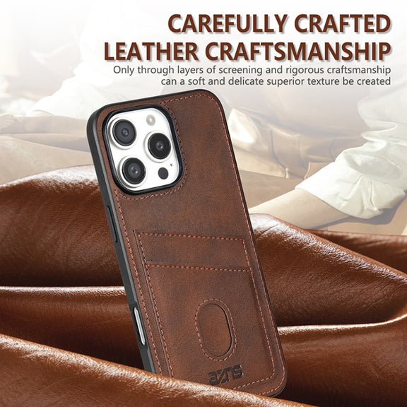For iPhone 16 Pro Max AZNS K1 Series Card Slot Business Phone Case(Brown)