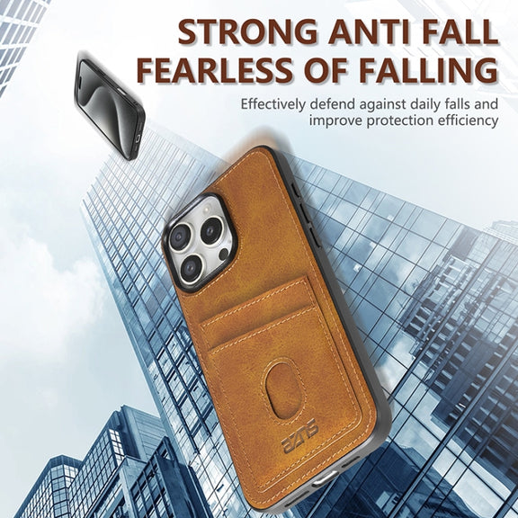 For iPhone 16 Pro Max AZNS K1 Series Card Slot Business Phone Case(Brown)