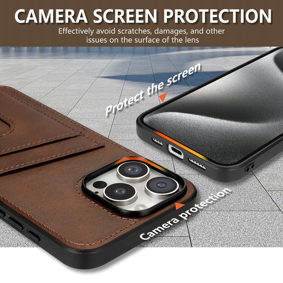 For iPhone 16 Pro Max AZNS K1 Series Card Slot Business Phone Case(Brown)