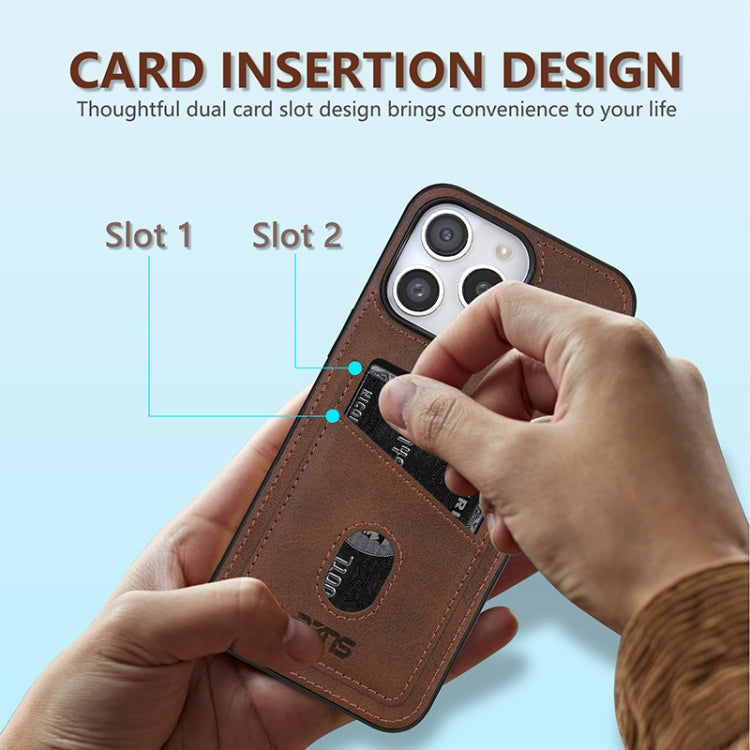For iPhone 16 Pro Max AZNS K1 Series Card Slot Business Phone Case(Brown)