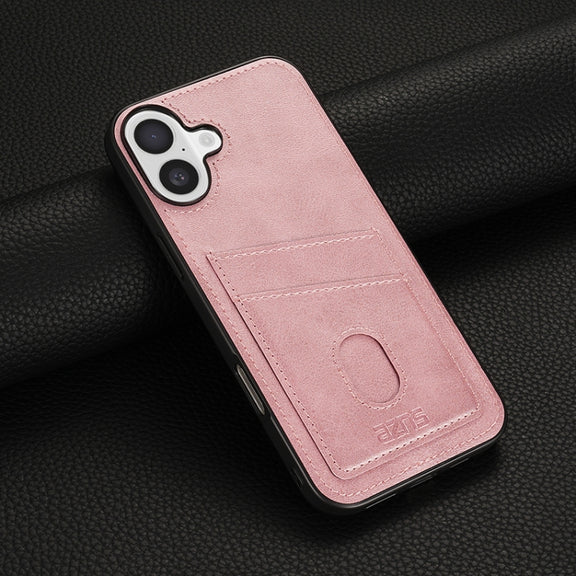 For iPhone 16 AZNS K1 Series Card Slot Business Phone Case(Pink)