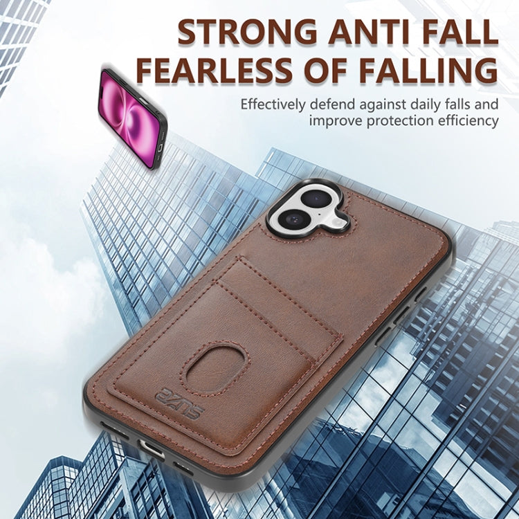 For iPhone 16 AZNS K1 Series Card Slot Business Phone Case(Pink)