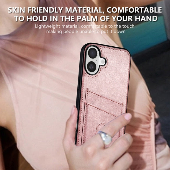 For iPhone 16 AZNS K1 Series Card Slot Business Phone Case(Pink)