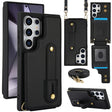 For Samsung Galaxy S25 Ultra 5G Wristband Vertical Flip Wallet Back Cover Phone Case with Long Lanyard(Black) - free shipping - PMC Jewellery - Order now!